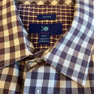 Men’s warehouse XLT purple blue plaid dress shirt